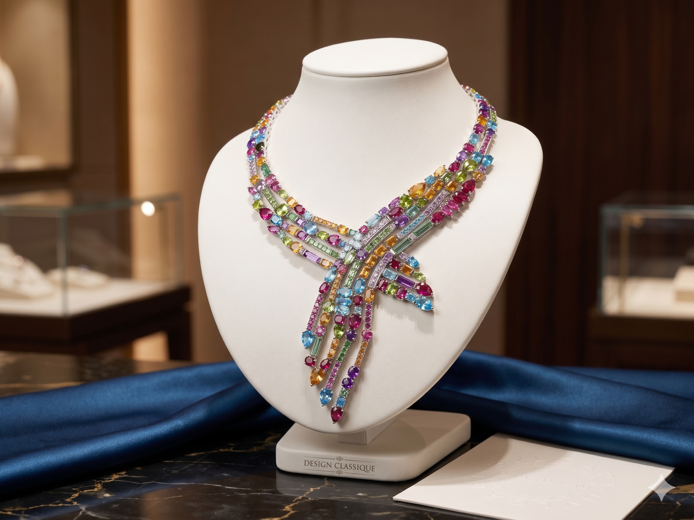 Multi-gemstone necklace Design Classique Bangkok